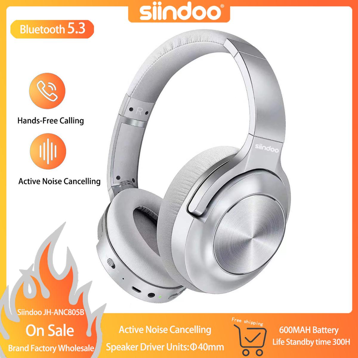 Siindoo JH-ANC805B Tai nghe không dây khử tiếng ồn hoạt động trên tai với MIC BT 5.3 Tai nghe âm thanh nổi Hifi Deep
