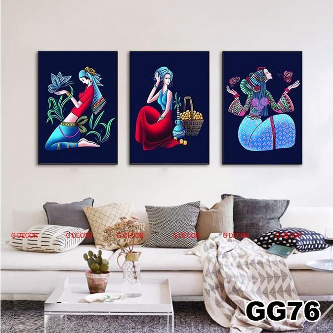 Tranh treo tường canvas 3 bức phong cách hiện đại Bắc Âu 206, tranh decor trang trí phòng khách, phòng ngủ, phòng ăn