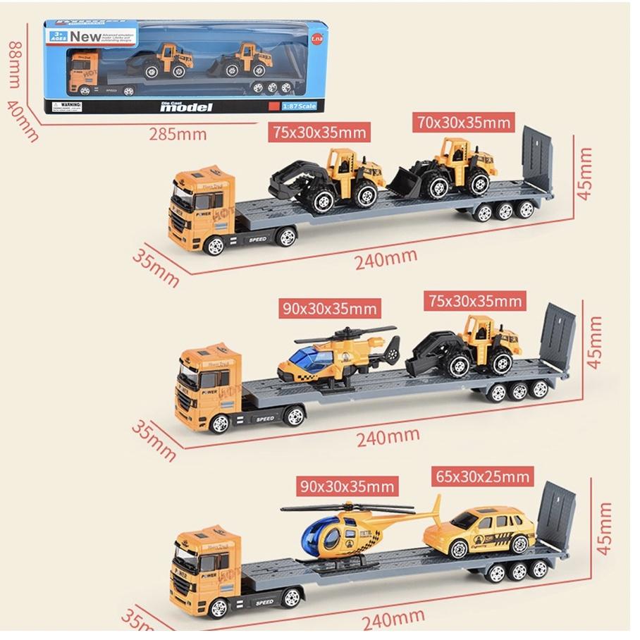 Mô hình xe đầu kéo hợp kim, Bộ xe đầu kéo container, Trực thăng, Xe cứu hỏa, Xe cảnh sát, Xe công trình