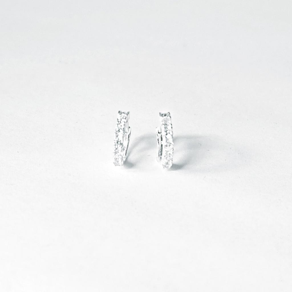 Khuyên tai bạc ATJ9087 , bông tai tròn sát tai đính đá bạc ta - ANTA Jewelry