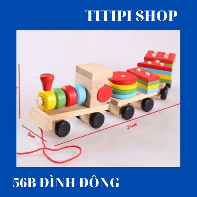SALE SỐC - ĐỒ CHƠI ĐOÀN TÀU THẢ HÌNH KHỐI GỖ, NHẬN BIẾT MÀU SẮC, HÌNH HỌC