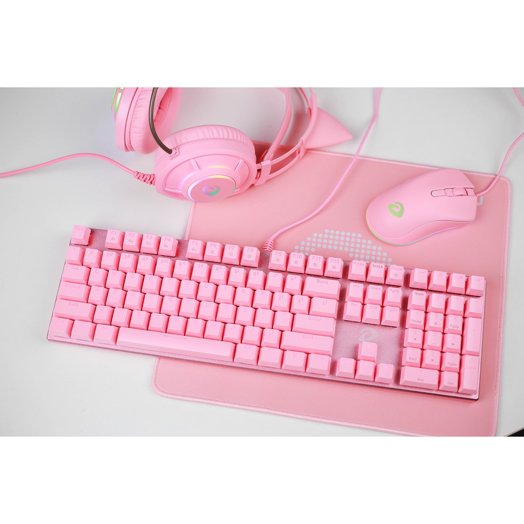 Combo Gaming Bộ Bàn Phím Dareu EK810 + Chuột Dareu EM908 + Tai Nghe Dareu EH469 + Bàn Di Dareu EPS101 Pink - Hàng Chính Hãng