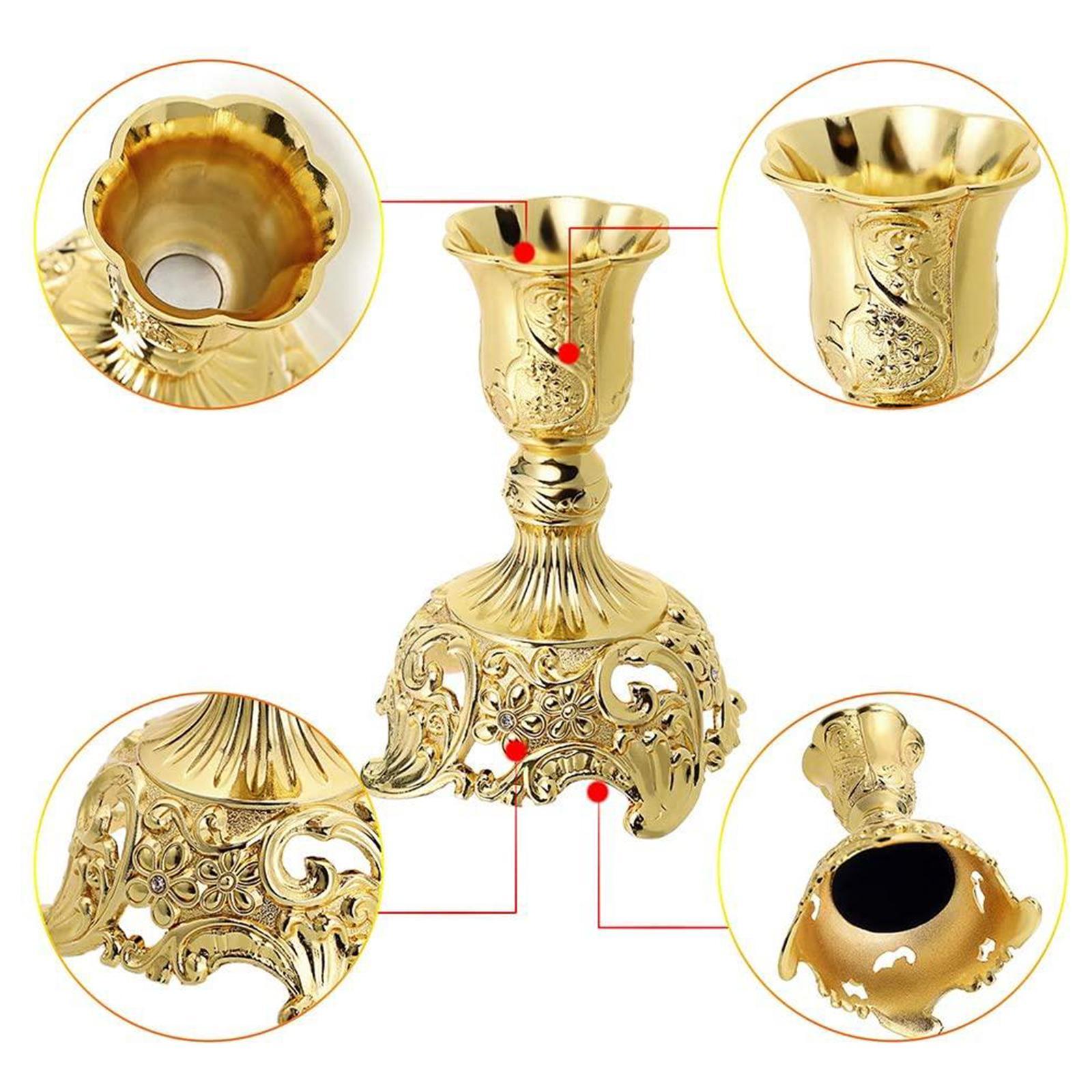 Metal Flowers Candlestick Holders Home Dinner Candle Holder Gold 3x3x4inch