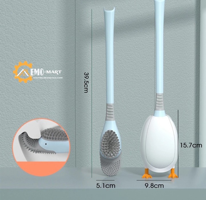 BỘ BÀN CHẢI VỆ SINH TOILET HÌNH VỊT BẰNG Slinicon TIỆN DỤNG - CHÀ CỌ TOILET CÓ HỘP ĐỰNG