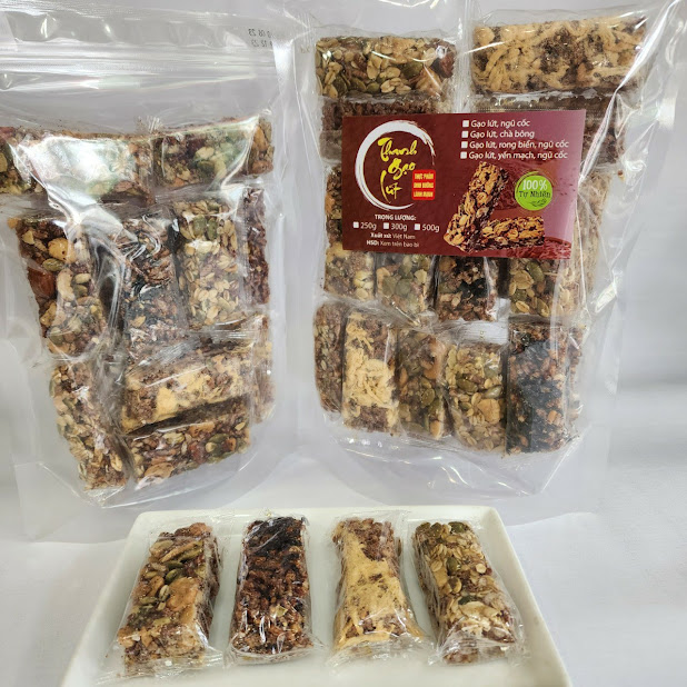 Đặc Sản Nha Trang -Bánh Gạo Lứt Giảm Cân Ăn Kiêng Với 4 Vị Siêu Hạt, Chà Bông, Rong Biển, Yến Mạch Seavy Gói 500g