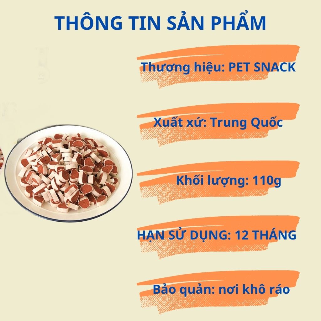 Bánh thưởng, đồ ăn vặt PET SNACKS cho chó - gói 110g