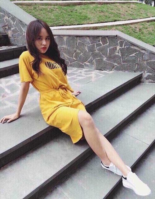 Đầm dáng suông lệch vai chất đẹp