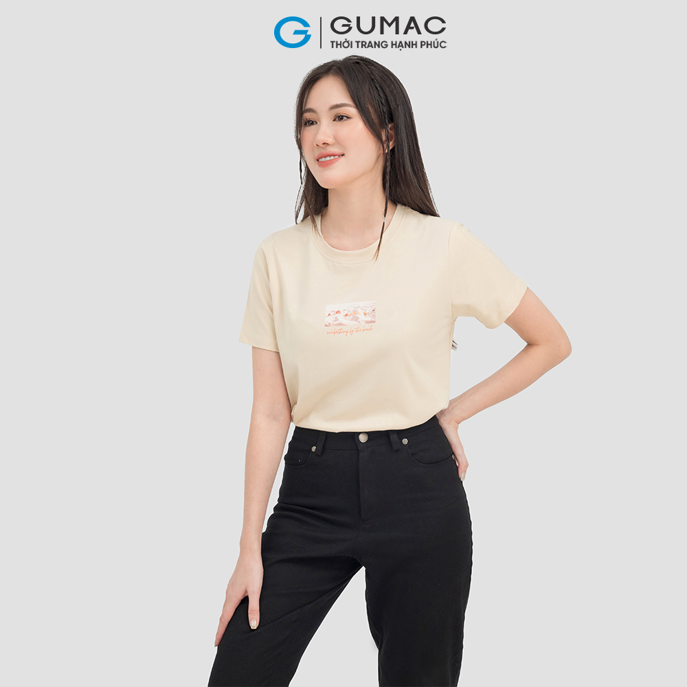 Áo thun nữ GUMAC ATC07036 cổ tròn in hình trẻ trung