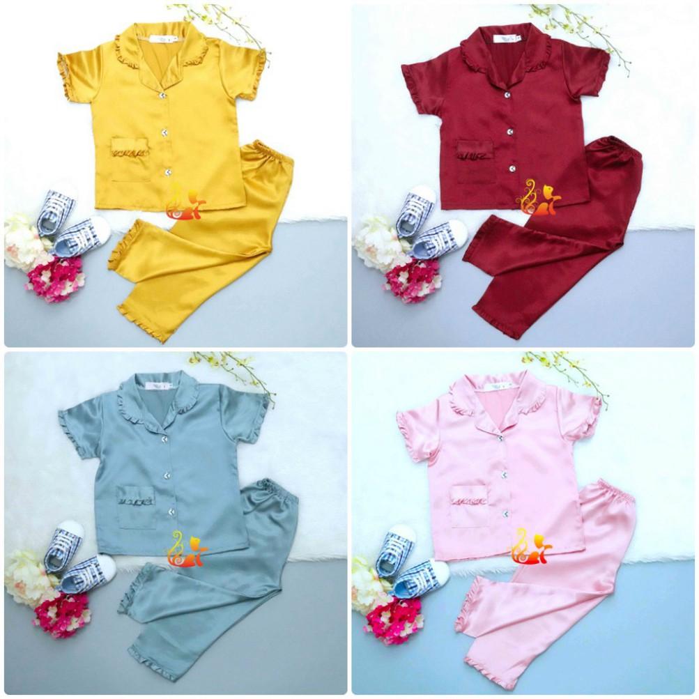 Đồ Bộ Pijama Phi &quot;Lụa Bèo&quot; Quần Dài Cho Bé - Từ 12kg - 42kg