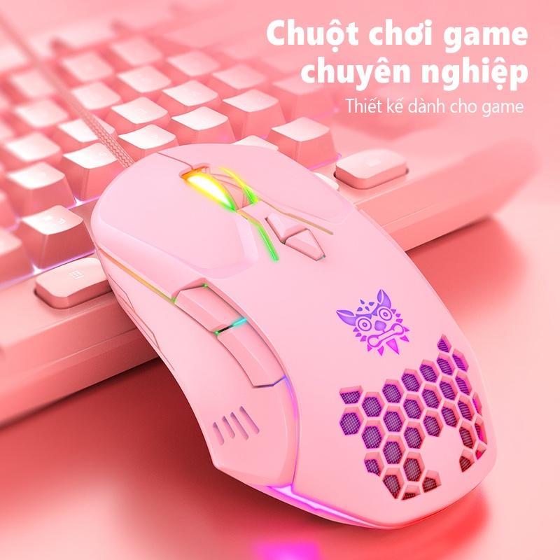 Chuột chơi game có dây ONIKUMA CW902 màu hồng với đèn RGB [Hàng chính hãng]