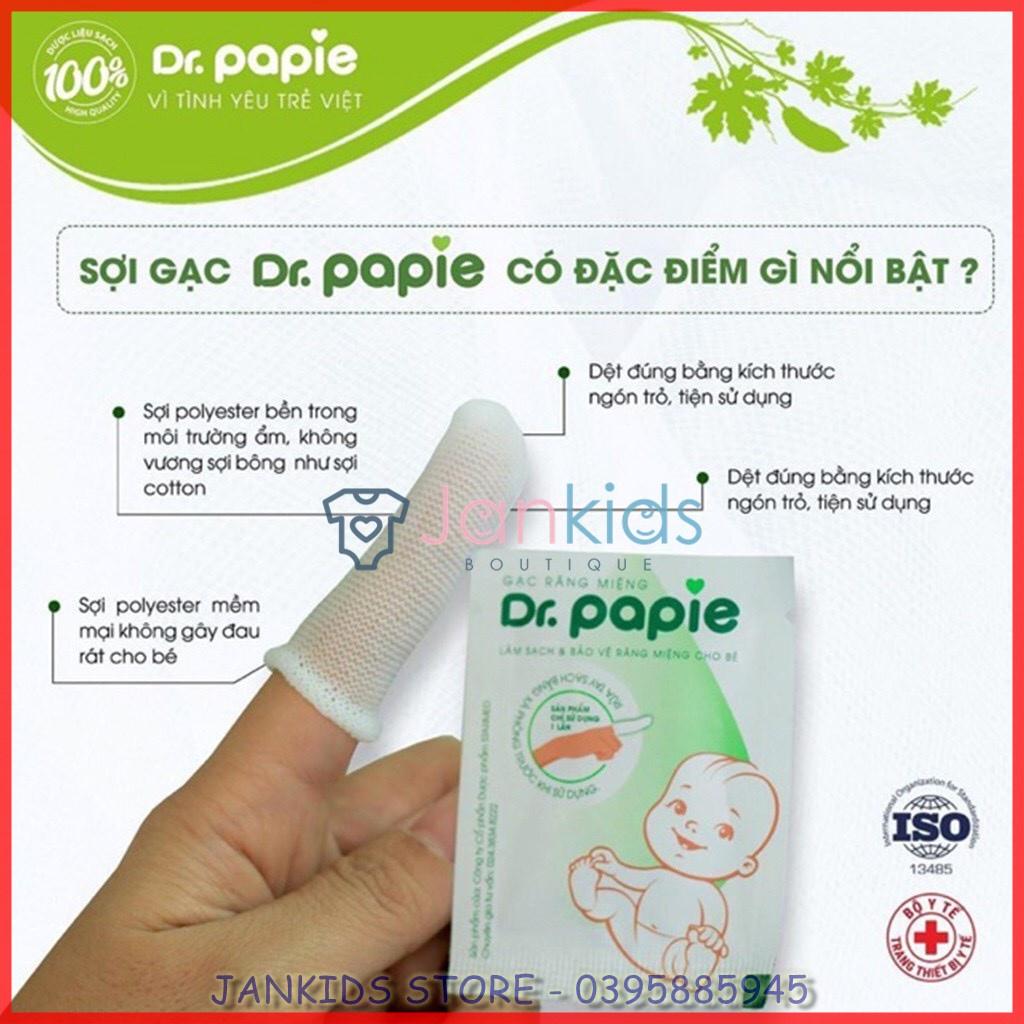 Hộp 30 miếng gạc rơ lưỡi DR PAPIE vệ sinh răng miệng cho bé