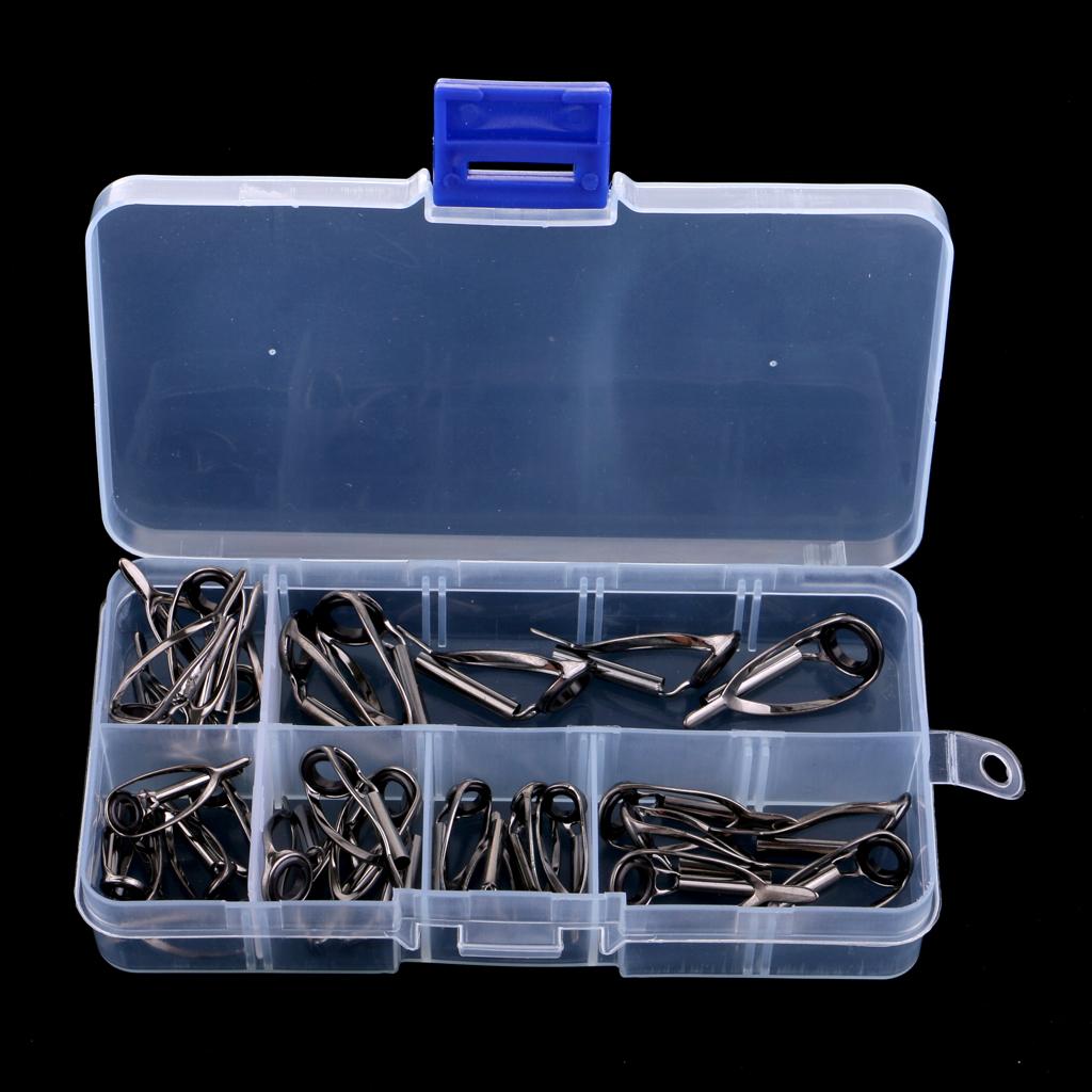 30pcs Durable Fishing Rod Guides Tips Set Rod Repair Kit Eye Ring 2.2#-3.0#