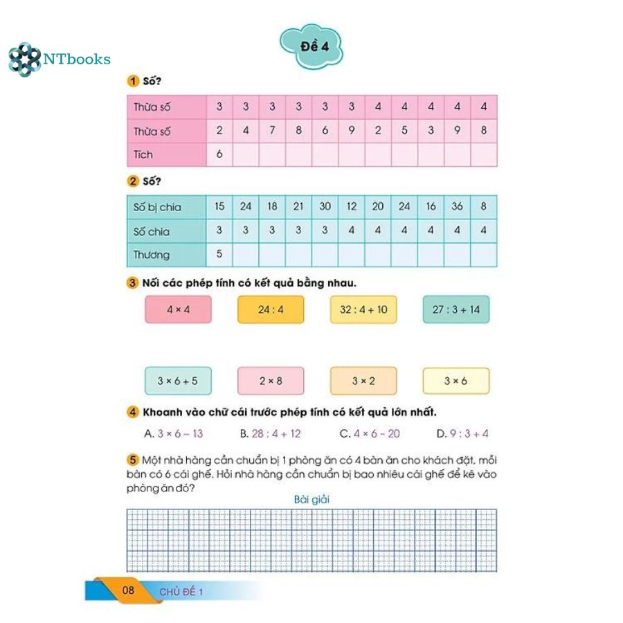 Sách 100 Đề Kiểm Tra Toán Lớp 3
