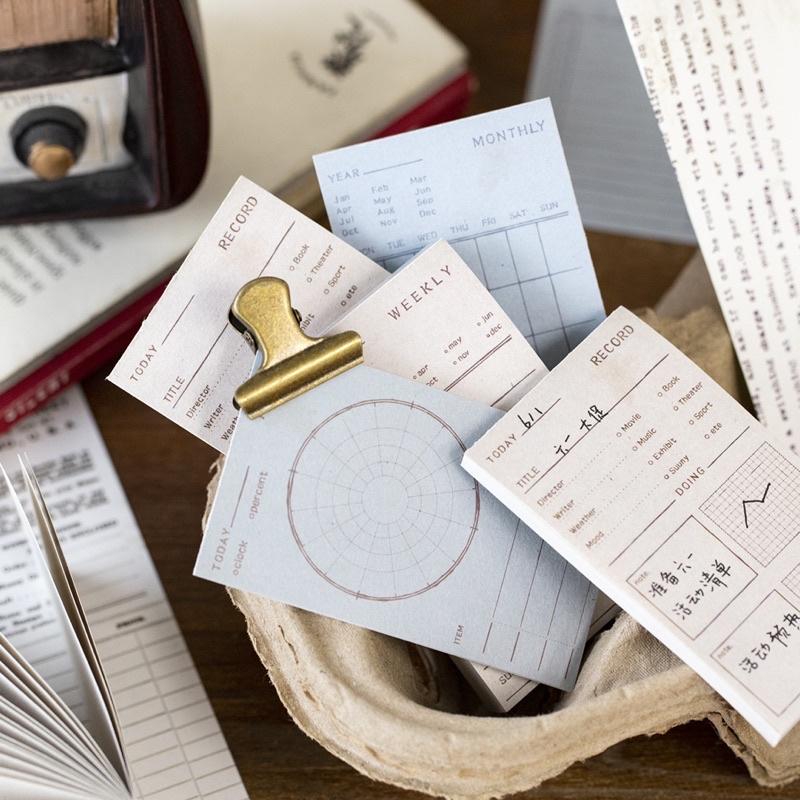Tập 100 tờ note nhám kiểu cổ điển vintage dùng để ghi chú và trang trí