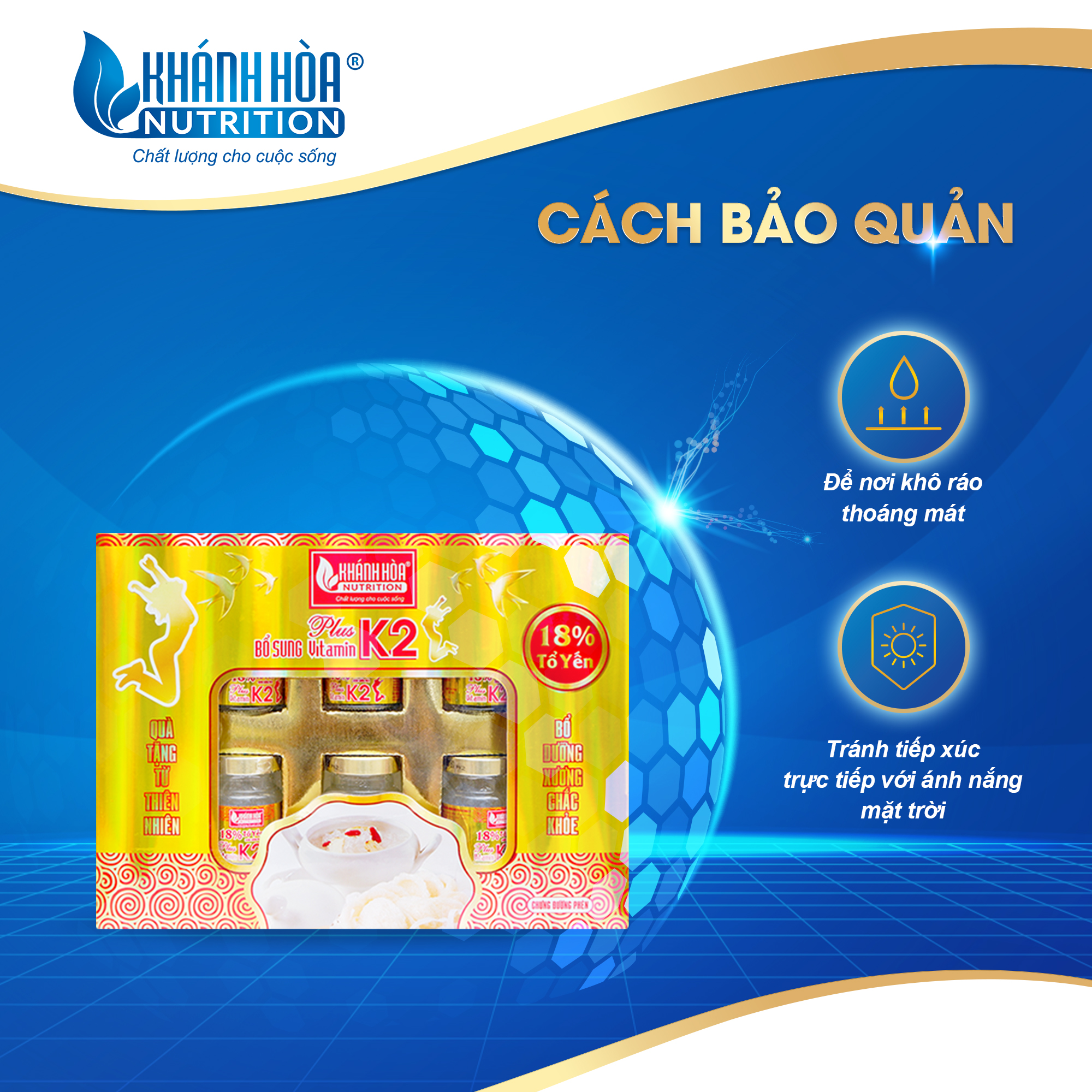 Hộp Quà Tổ Yến Chưng Đường Phèn 18% Bổ Sung Vitamin K2 Khánh Hòa Nutrition - Hộp 6 lọ x 70ml