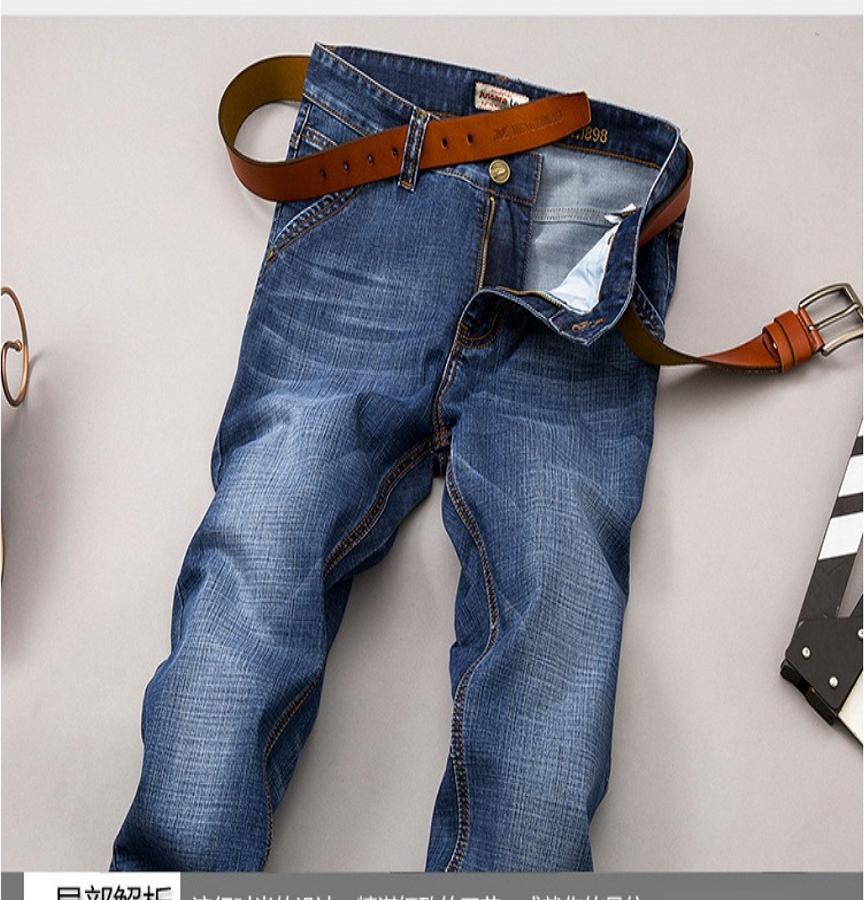 Quần Jeans Nam 2019 Ống Suông Co Giãn Tốt Túi Chéo Phong Cách Doanh Nhân