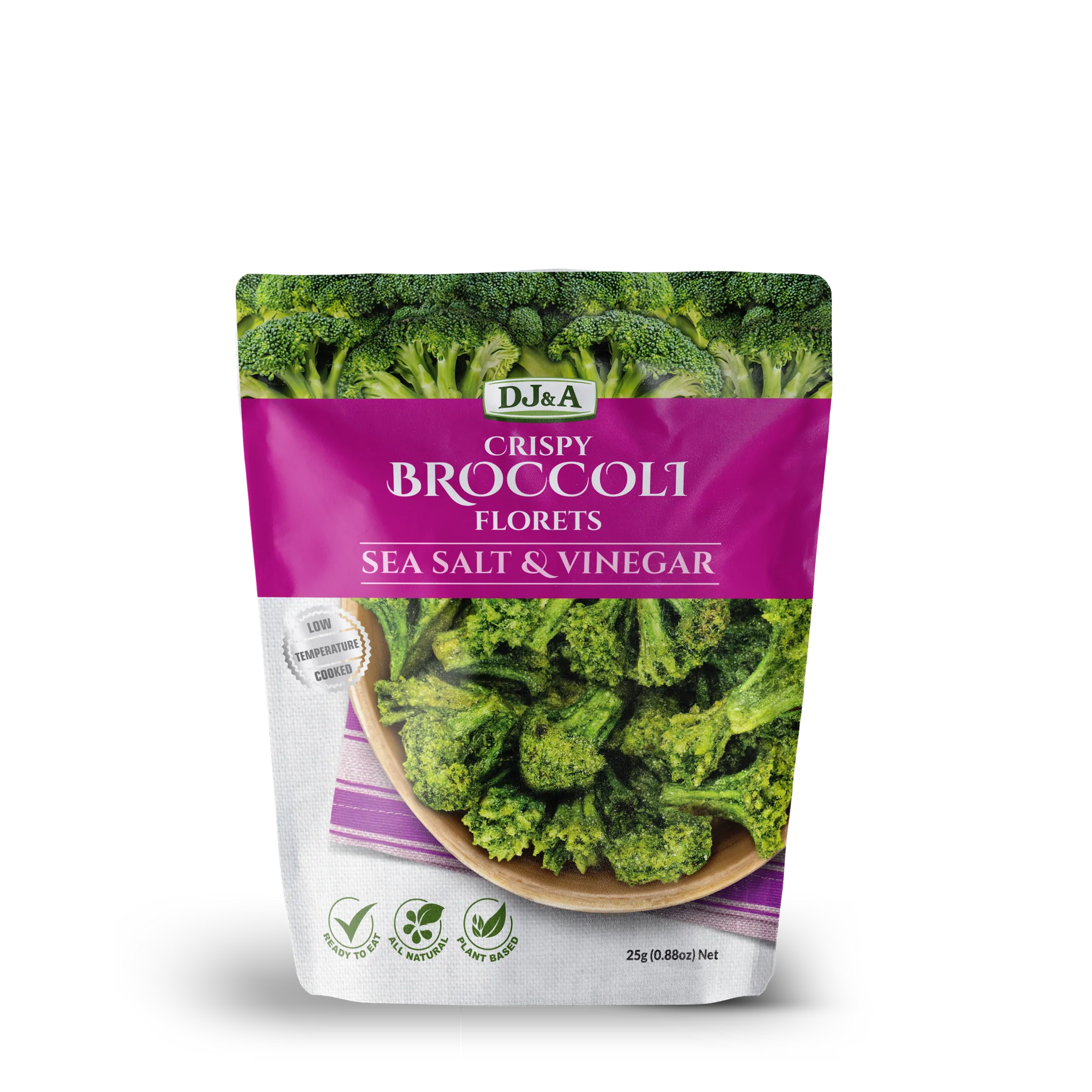 Snack Súp Lơ Xanh Sấy Giòn Dj&amp;A Crispy Broccoli Vị Giấm Muối Sea Salt &amp; Vinegar Túi 25g