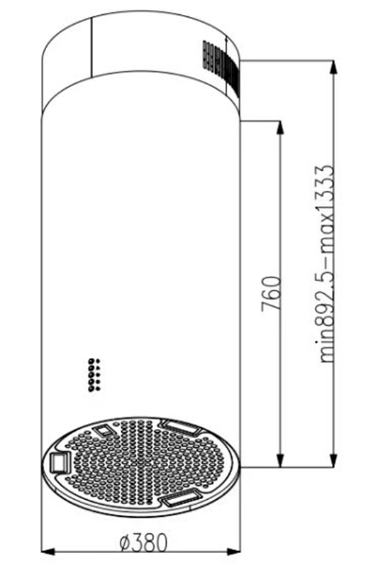 Hình ảnh Máy Hút Mùi Hình Ống Kaff KF-IS380CRB (màu đen) KF-IS380CRS (màu inox) - Hàng Chính Hãng 