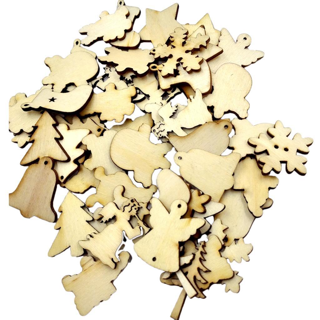 Unfinished Natural Star Christmas Shapes Wood Pieces DIY Craft for Scrapbook