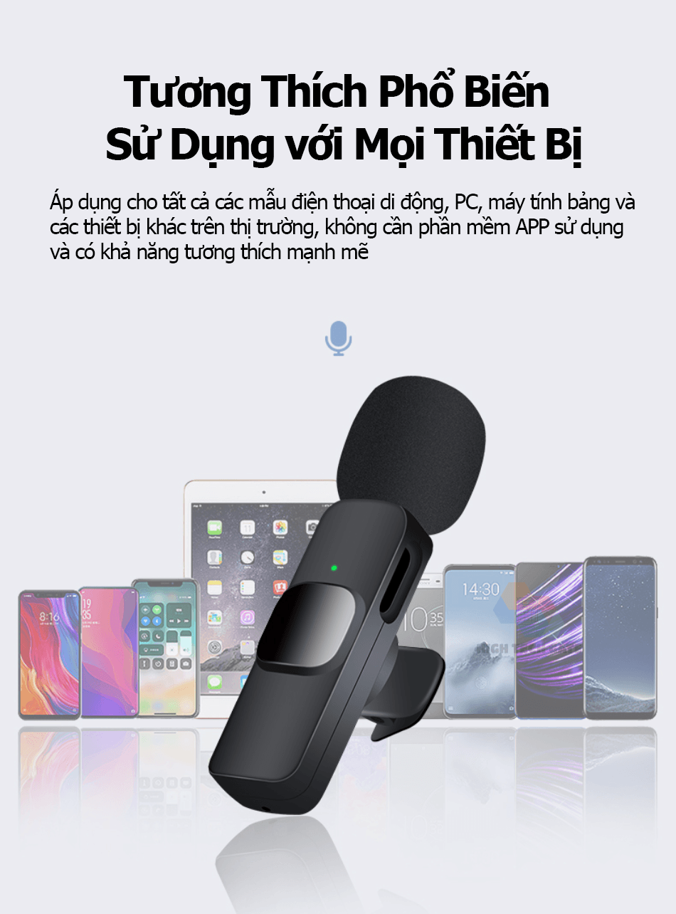 Mic thu âm chống ồn Lavalier cho điện thoại cài áo không dây, microphone livestream, khử tiếng ồn lọc âm, quay video, phỏng vấn, học tập, hàng chính hãng