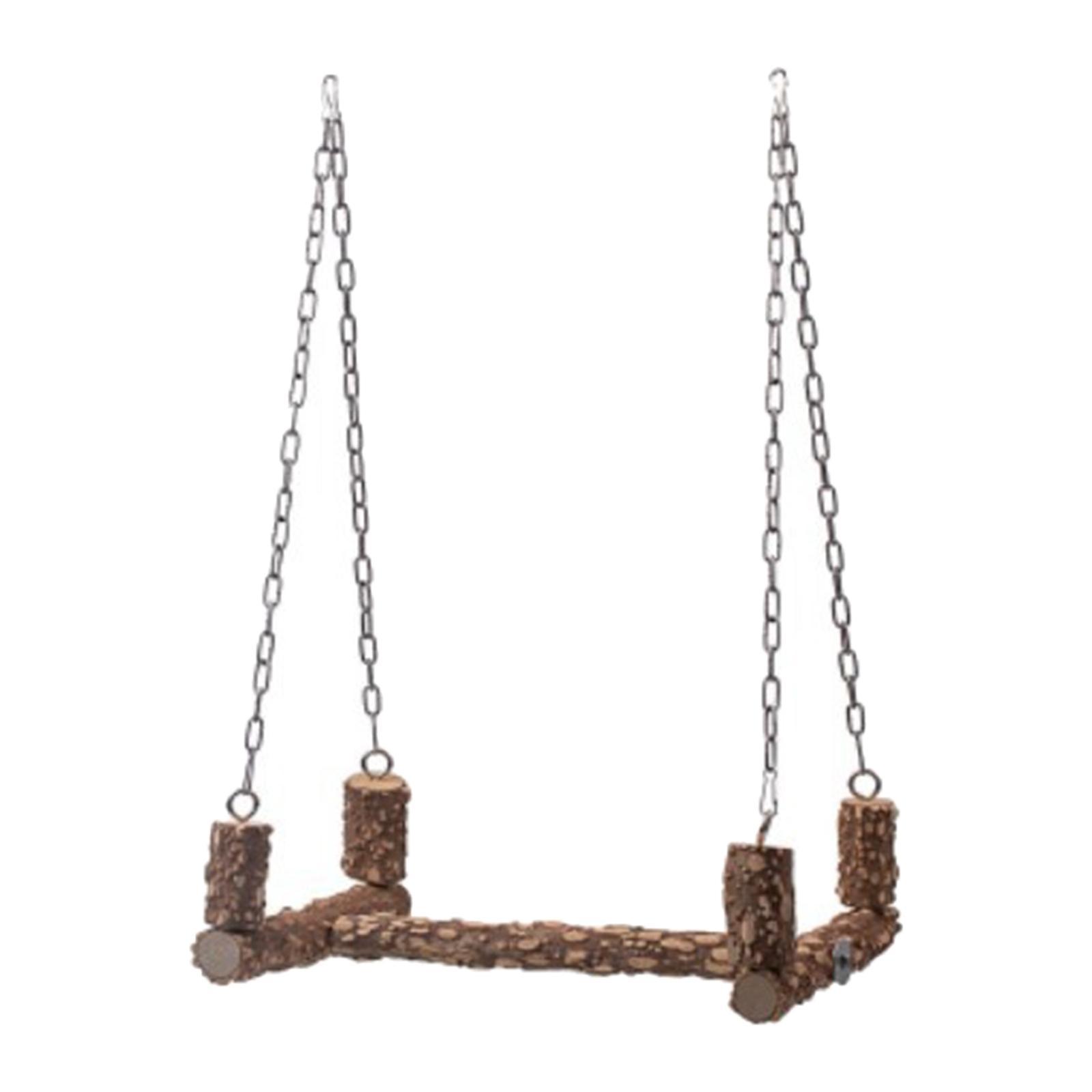Parrots Wooden Stand Swing Cage Hanging Cockatiels Lovebird Perch Bird Toys