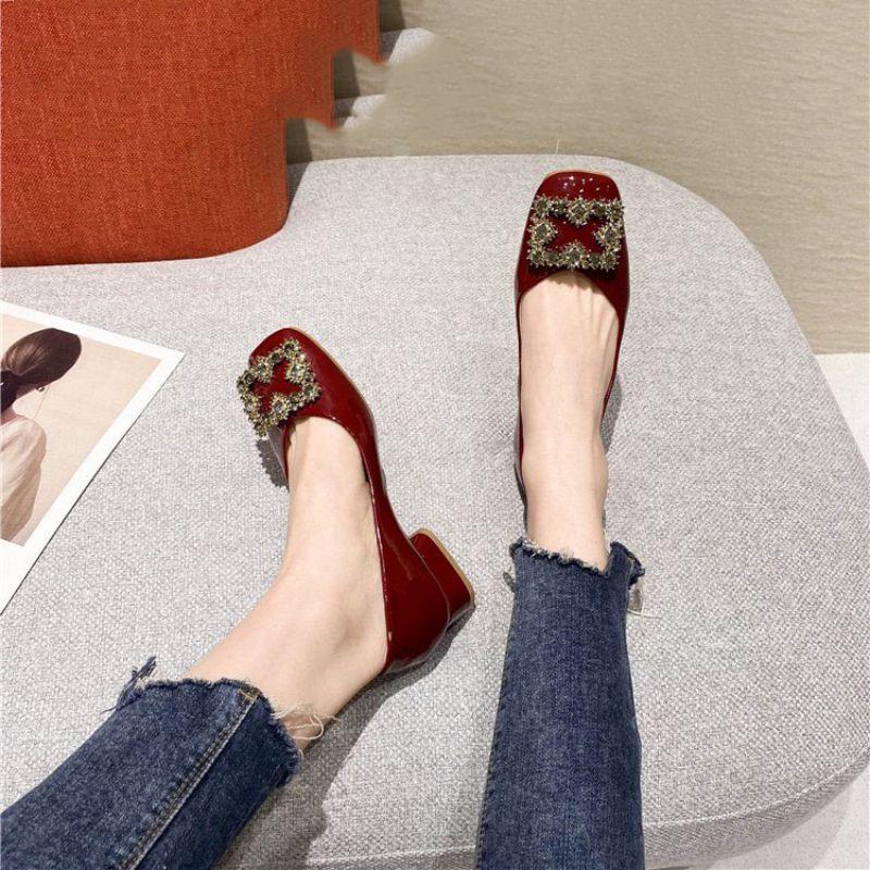 Giày Cao Gót 3 Phân Da Bóng Đính Mặt Vuông 73223_152642