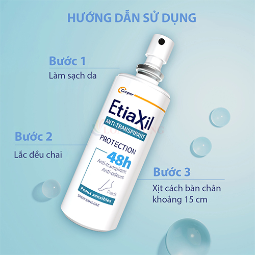 Xịt khử mùi hôi chân EtiaXil Anti Transpirant Protection 48h (100ml) - Hàng chính hãng