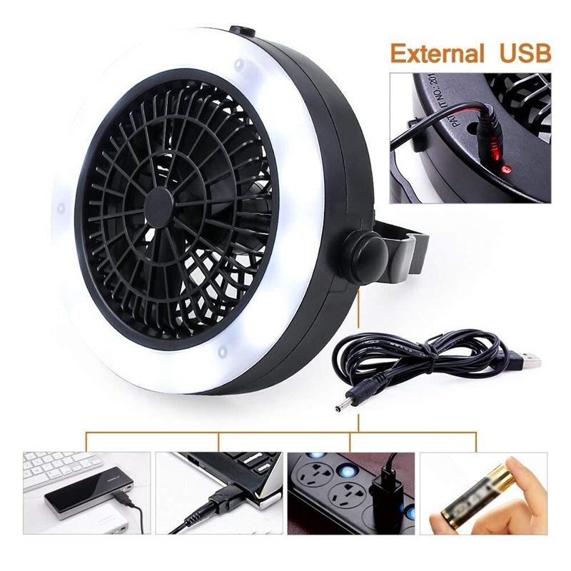 Quạt cắm trại đa năng 3 trong 1 có đèn LED cổng USB