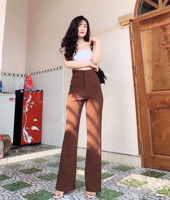 QUẦN ỐNG LOE CẠP CAO 2 KHUY