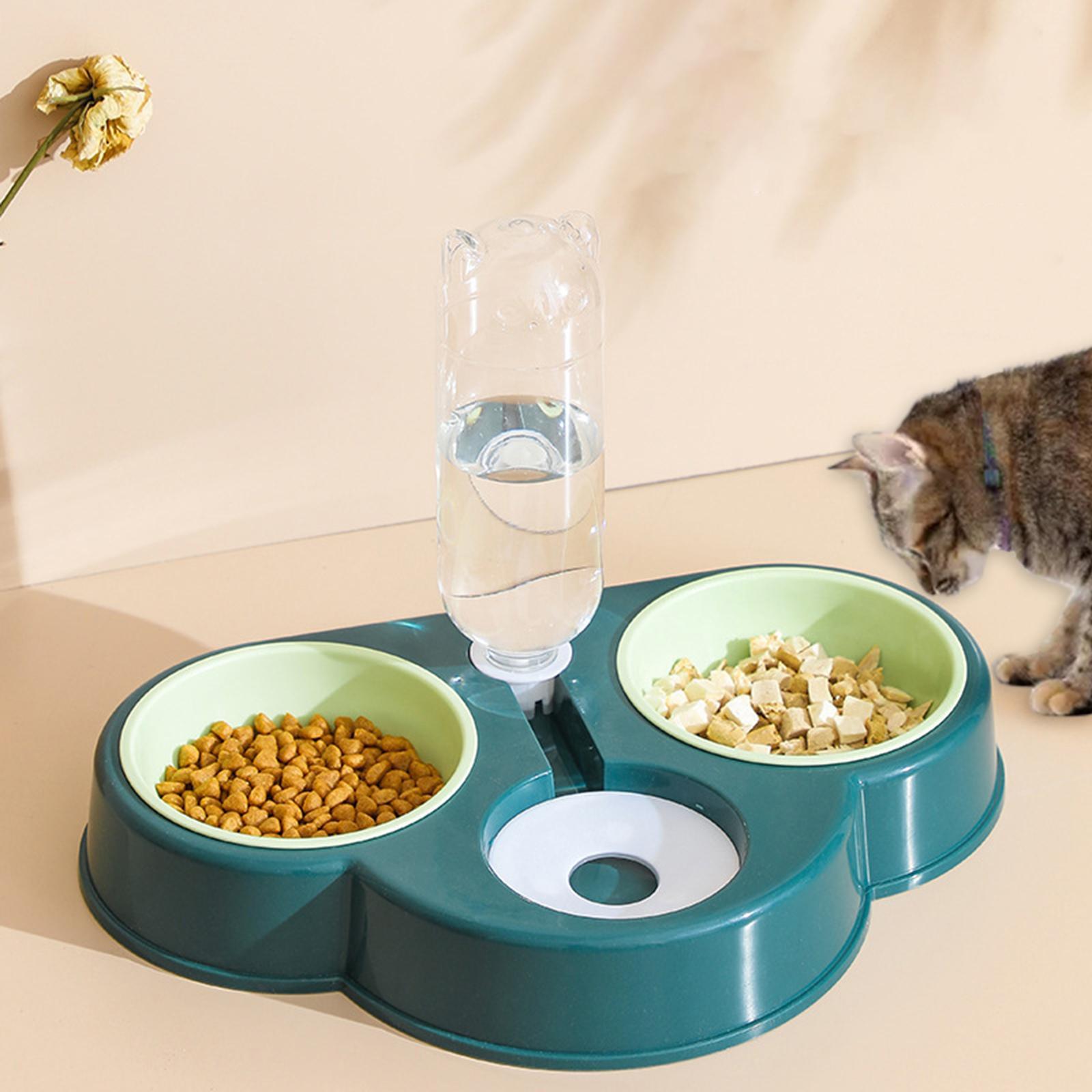 Portable Automatic Feeder Dual Bowl Feeder Bowl Dish Food Dispenser