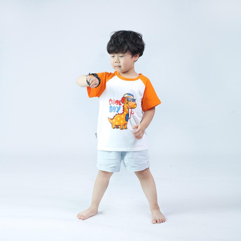 Áo thun bé trai bé gái BabyloveGo in hình khủng long chất liệu cotton sợi thoáng mát - KL001