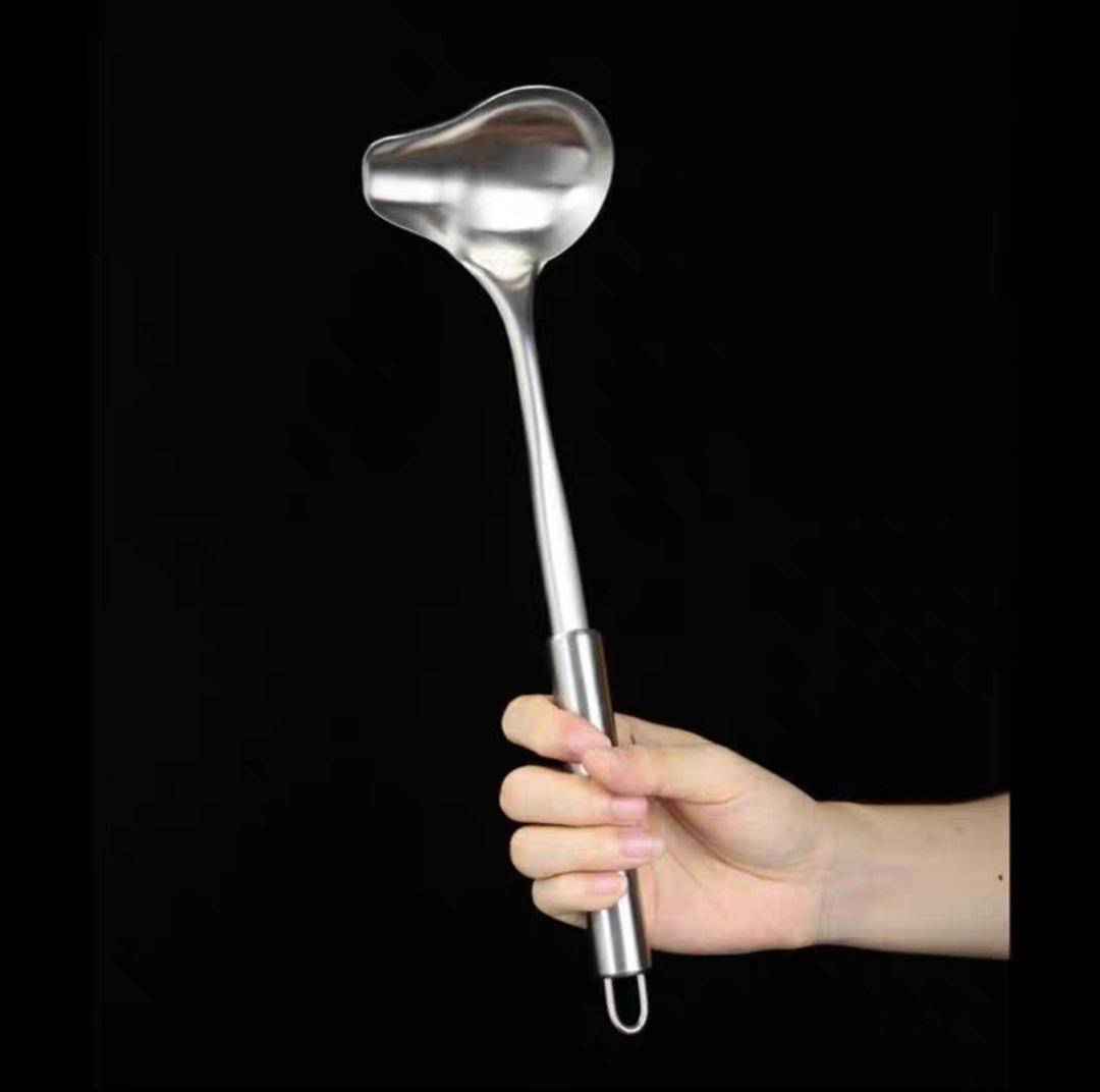 Muôi muỗng thìa to mỏ vịt múc nước lèo múc trân châu, cốt sữa dừa inox (muôi múc trân châu đường đen)