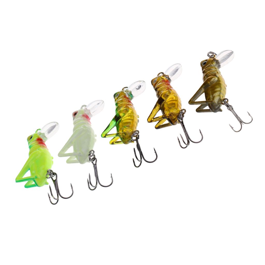 5Pcs Insects Fishing Lures Hard Baits Floating Simulation Grasshopper Lures
