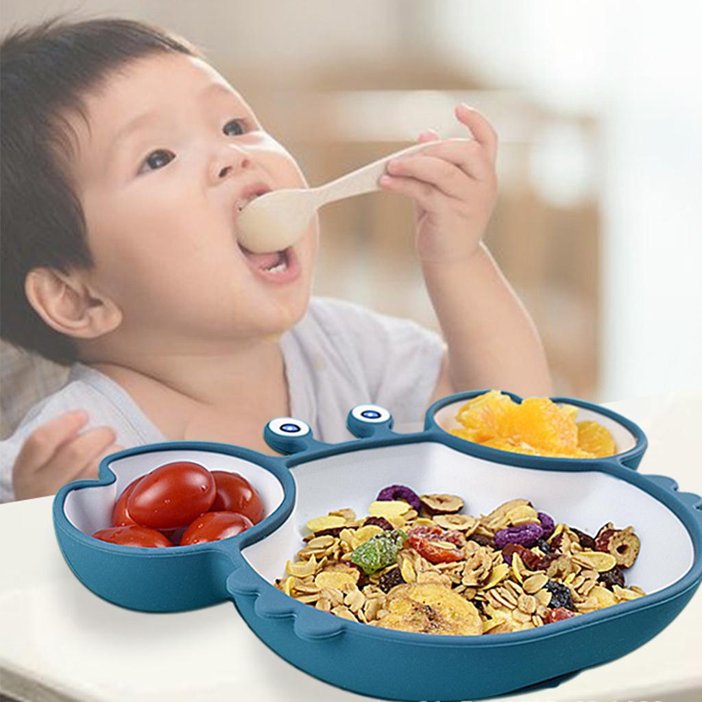 Cartoon Divided Grids Dish Shape Food Tray with Suction for