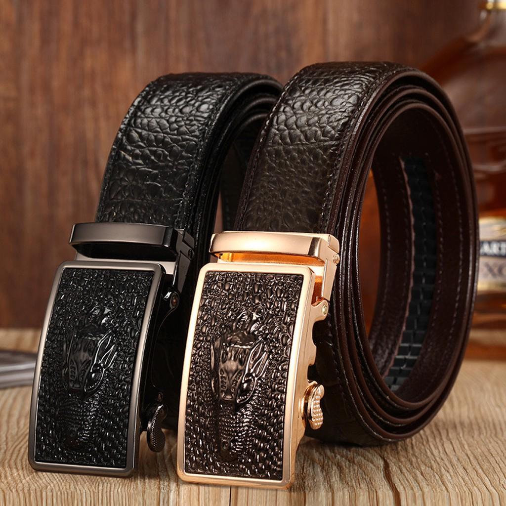 Thắt lưng dây nịt nam da bò 2 lớp dập vân cá sấu 3D Tặng Kèm Tai Nghe 70k