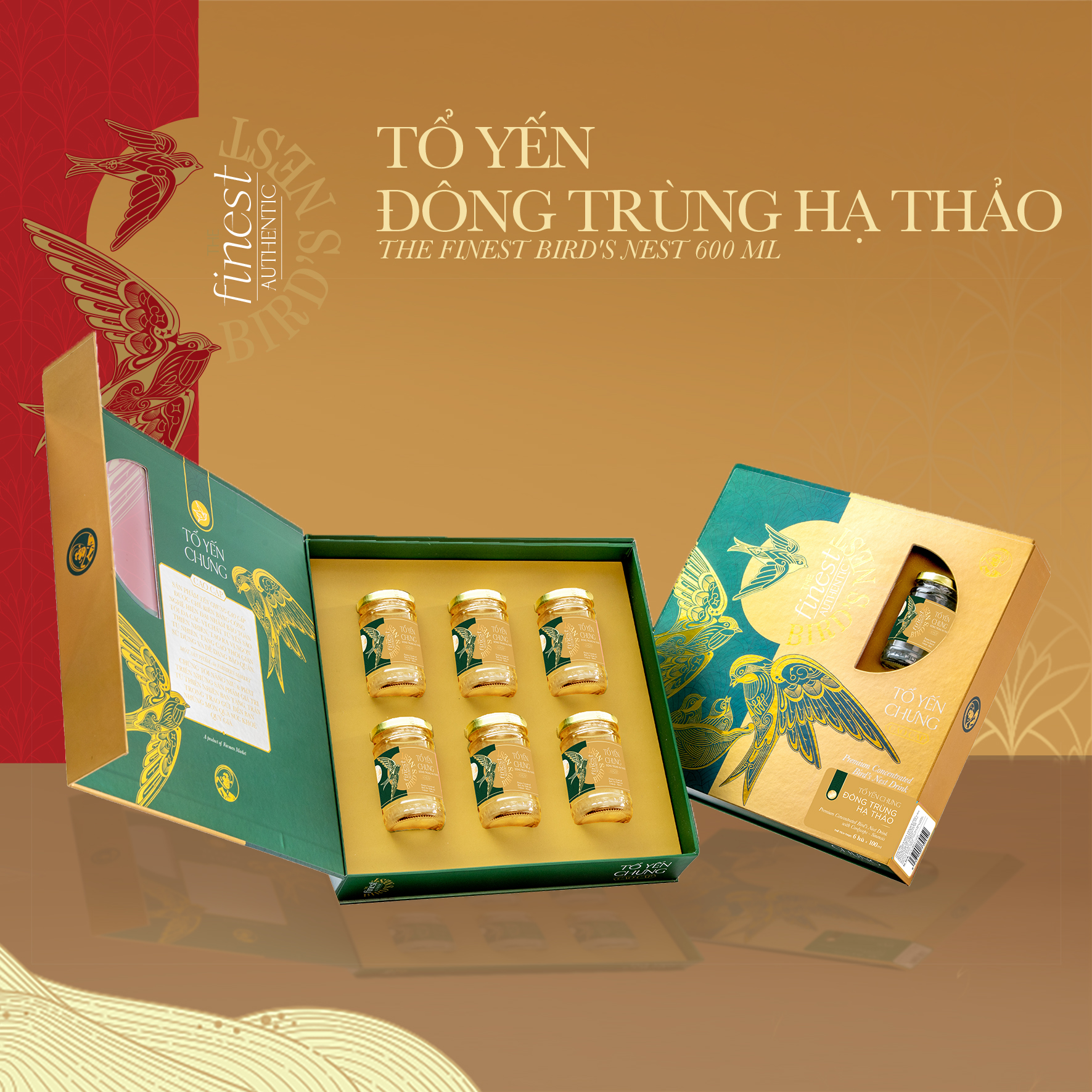 [Giao hàng toàn quốc] Tổ yến chưng đông trùng hạ thảo The Finest Bird's Nest 600ML (6 Hũ/Hộp)