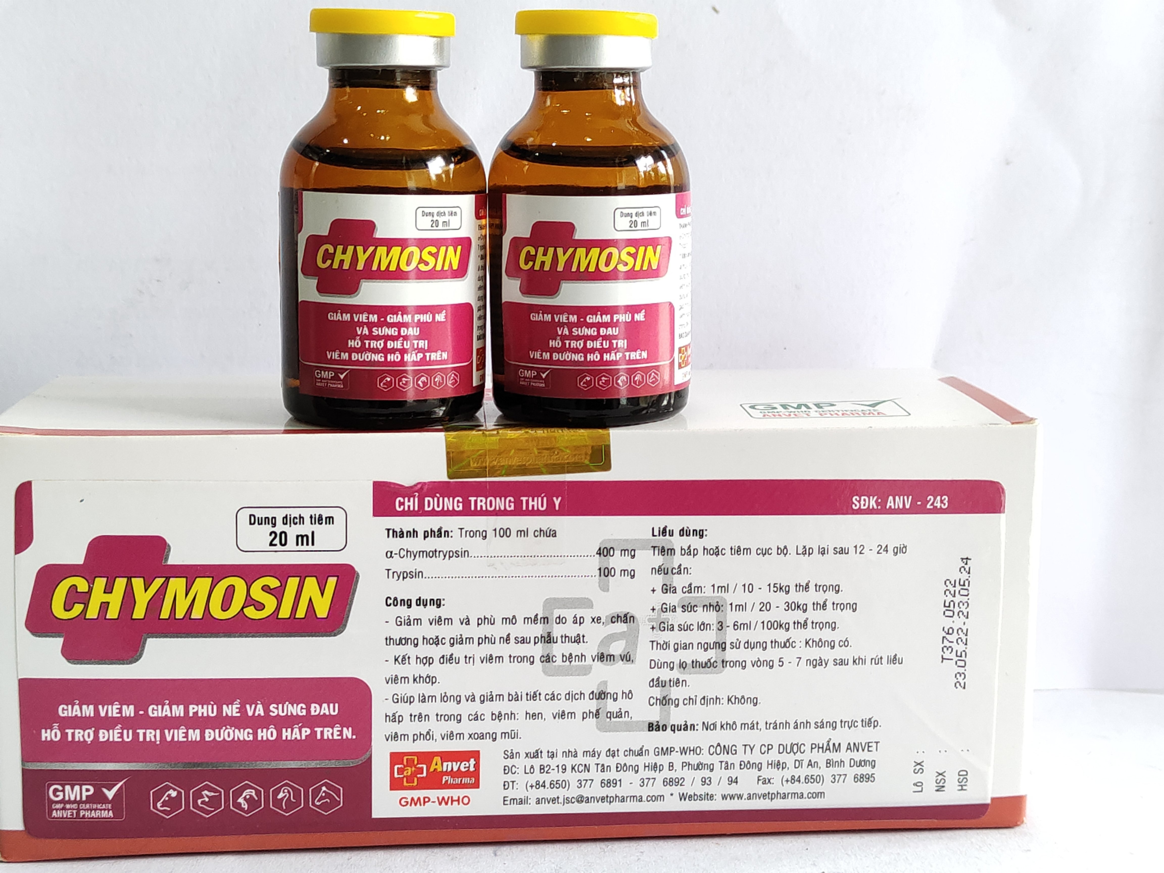 CHYMOSIN 20ML dung dịch tiêm giảm viêm, giảm phù nề và sưng đau hỗ trợ viêm đường hô hấp