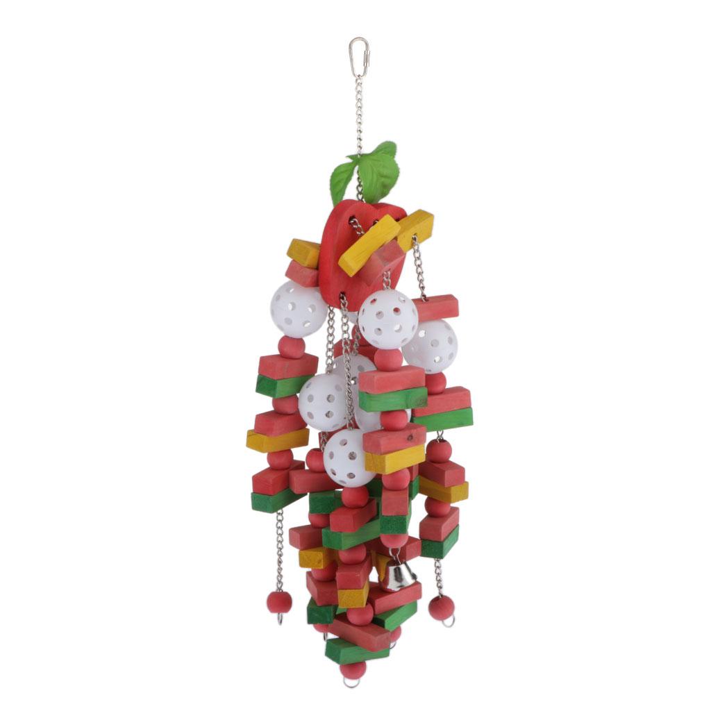 Pet Parrot Chew Birds Swing Wooden Blocks Toys For Small Medium Large Birds