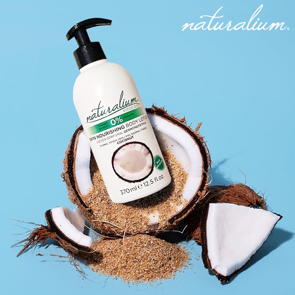 Sữa dưỡng thể NATURALIUM Skin Nourishing Body Lotion hương dừa 370ml giúp tái tạo da, chống lão hóa & dưỡng da căng mịn