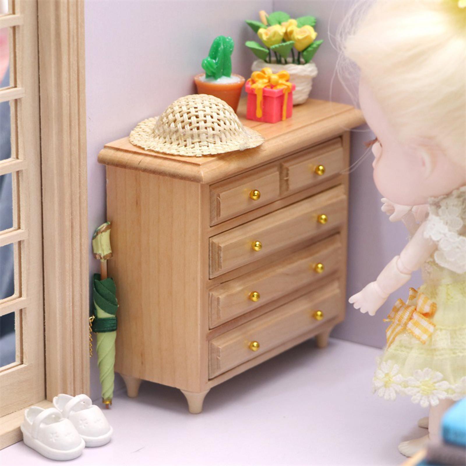 Dollhouse 1:12 Scale Storage Cabinet Kids for Supplies Accessories