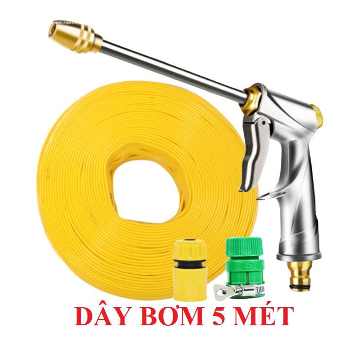 Bộ dây vòi xịt nước rửa xe,tưới cây .tăng áp 3 lần,loại 3m,5m 206701-2 đầu đồng,cút,nối nhựa+ tặng mở chai