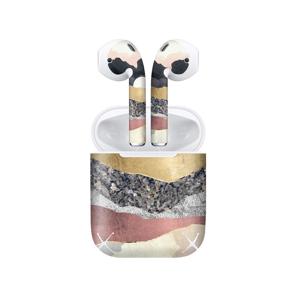 Miếng dán skin chống bẩn cho tai nghe AirPods in hình giả sơn mài - GSM035 (bản không dây 1 và 2