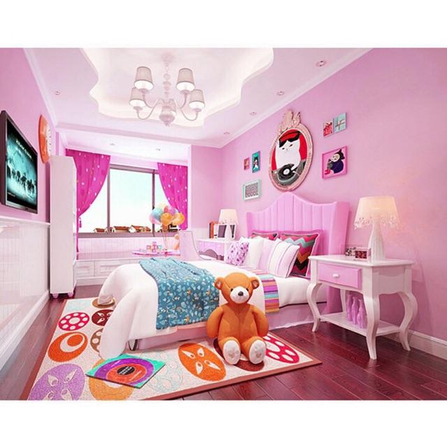 Giấy dán tường 10m màu hồng trơn - 10m decal dán tường màu hồng nhạt trơn