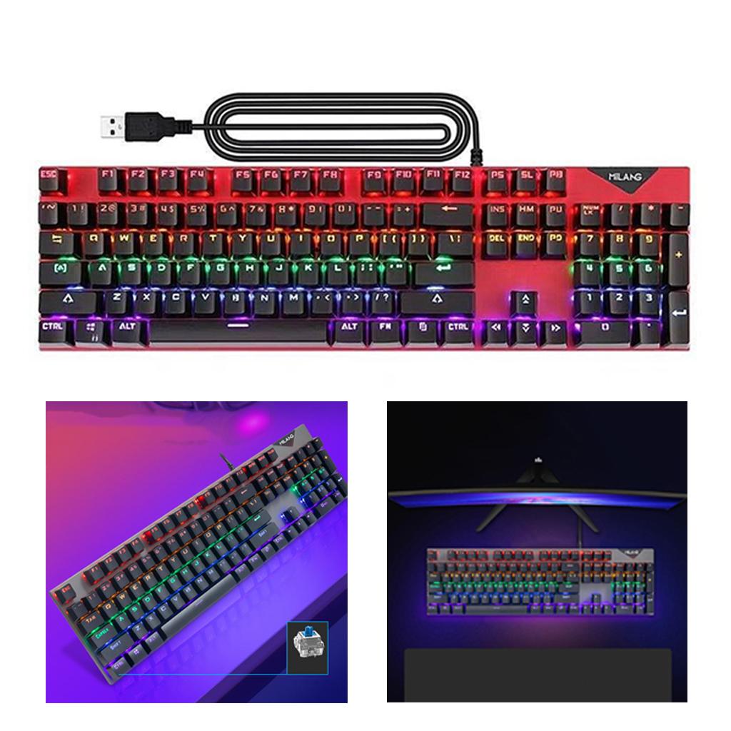 USB Wired Gaming Mechanical Keyboard 104 Key,Multi Color RGB Illuminated LED Backlit