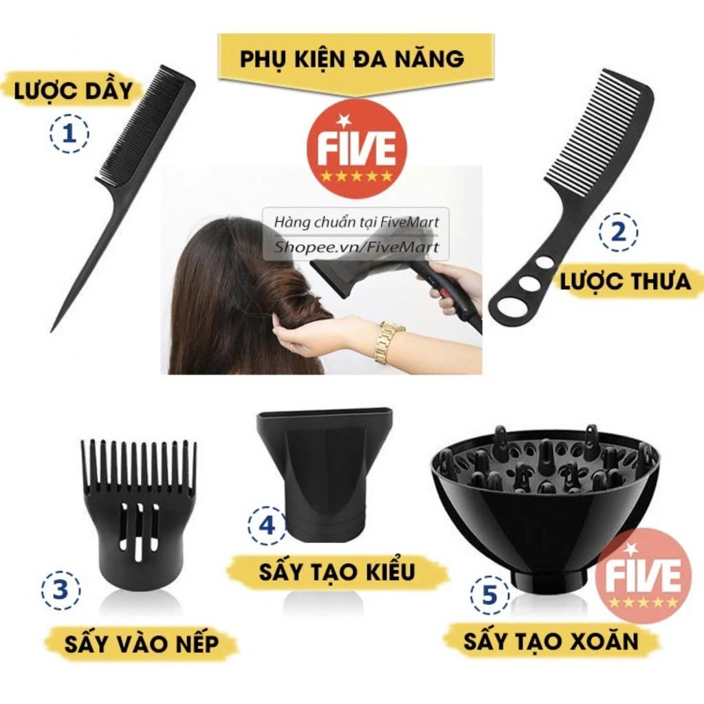 Máy Sấjy Tójc Đa Năng 5 Trong 1 – Sấjy, Duỗi, Uốn, Tạo Kiểu Chuẩn Salon Tại Nhà, đèn trang trí