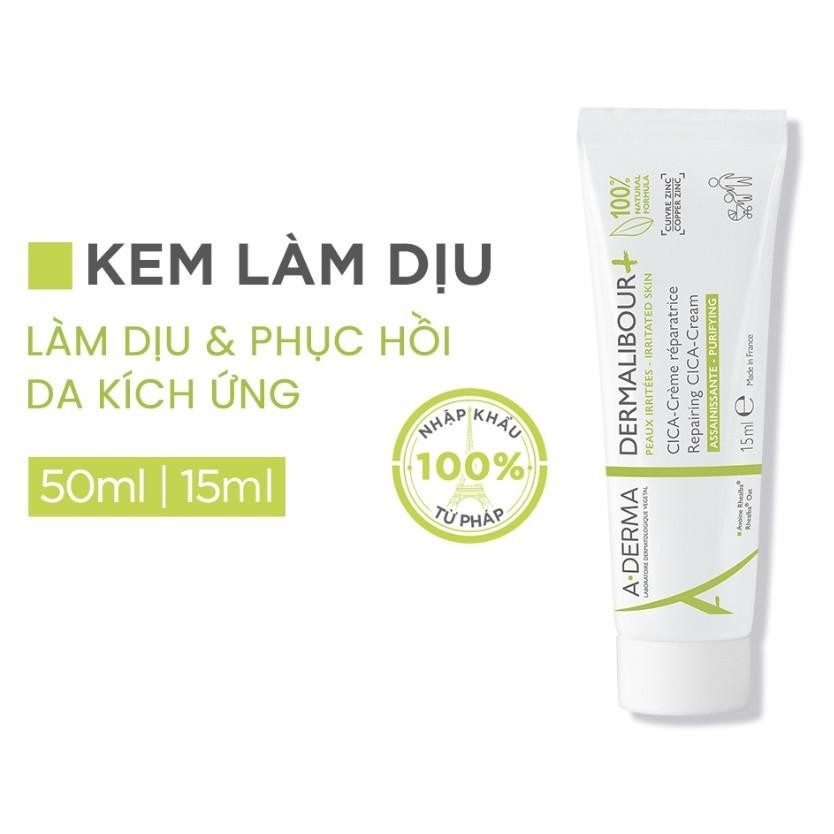 Kem dưỡng ẩm làm dịu và phục hồi cho da, chống hăm tốt cho bé A-Derma Dermalibour+ Repairing Cream 15ml