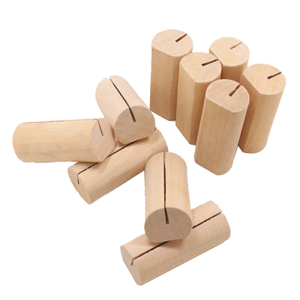 20pcs Table Wood Stands Wooden Base Memo Photo Clip Card Holders