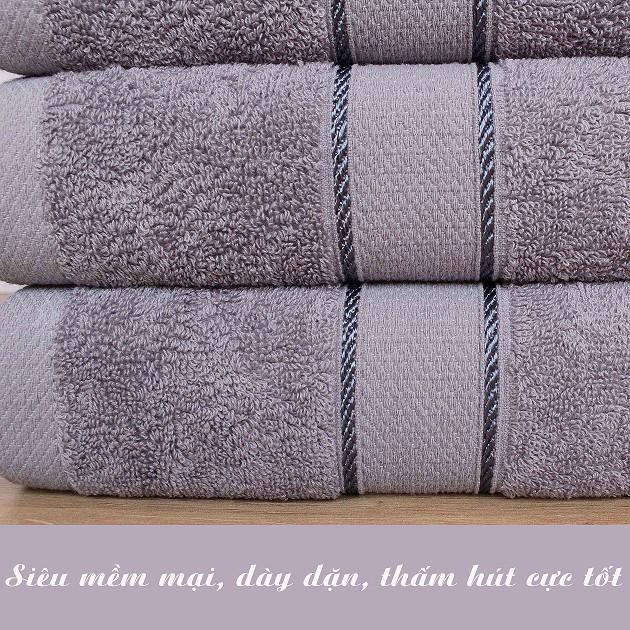 Khăn tắm cao cấp Tinh Dầu Xanh 100% cotton Combo 3 chiếc dày dặn mềm mại thấm hút cực tốt