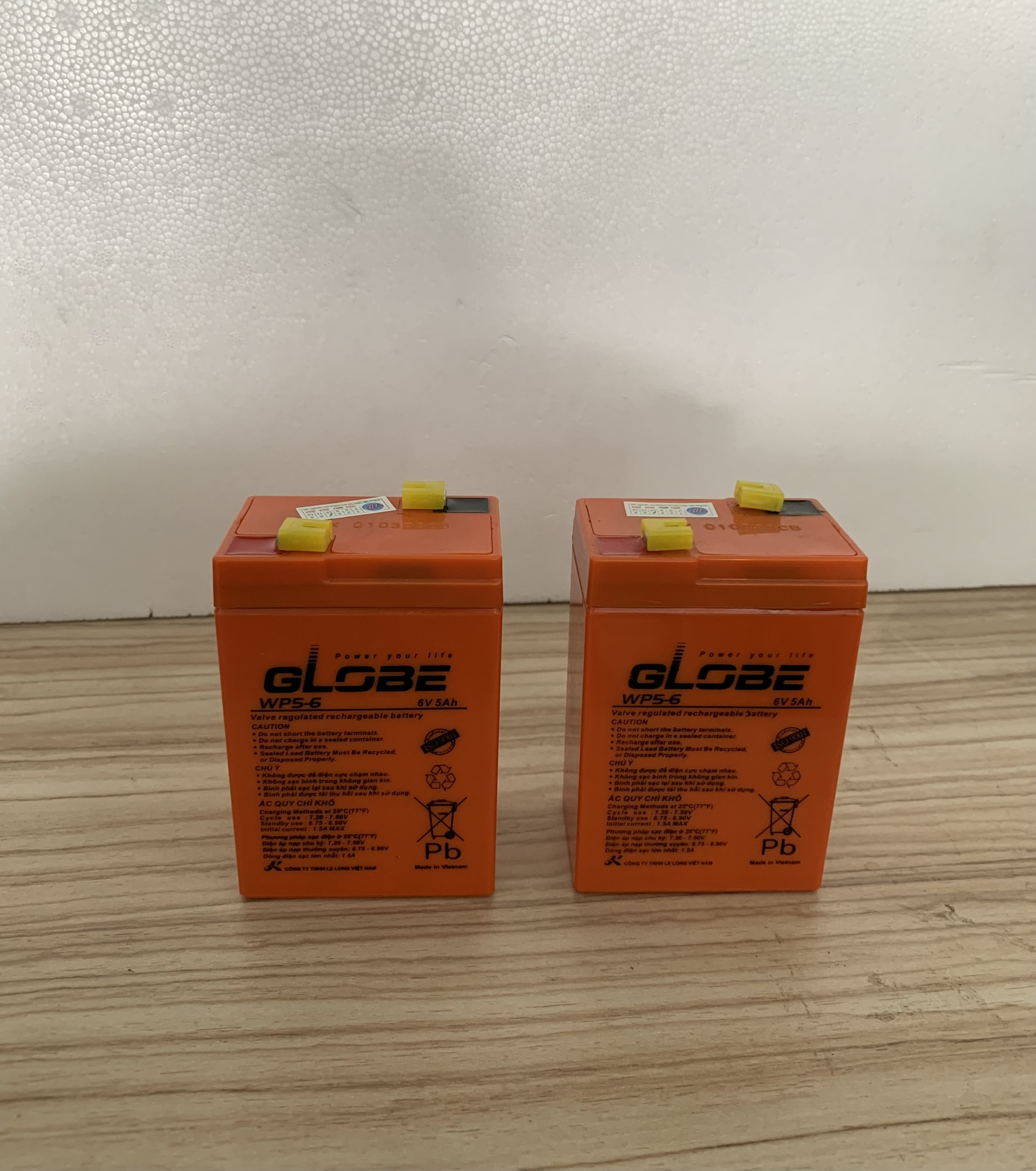 Ắc quy khô Globe WP5 - 6 (6V - 5Ah) dùng cho đèn sạc, quạt sạc, cân điện tử