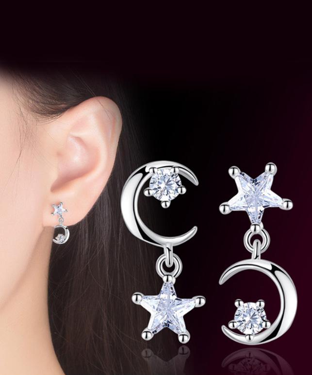 Bông tai sao trăng bất đối xứng BHBT220